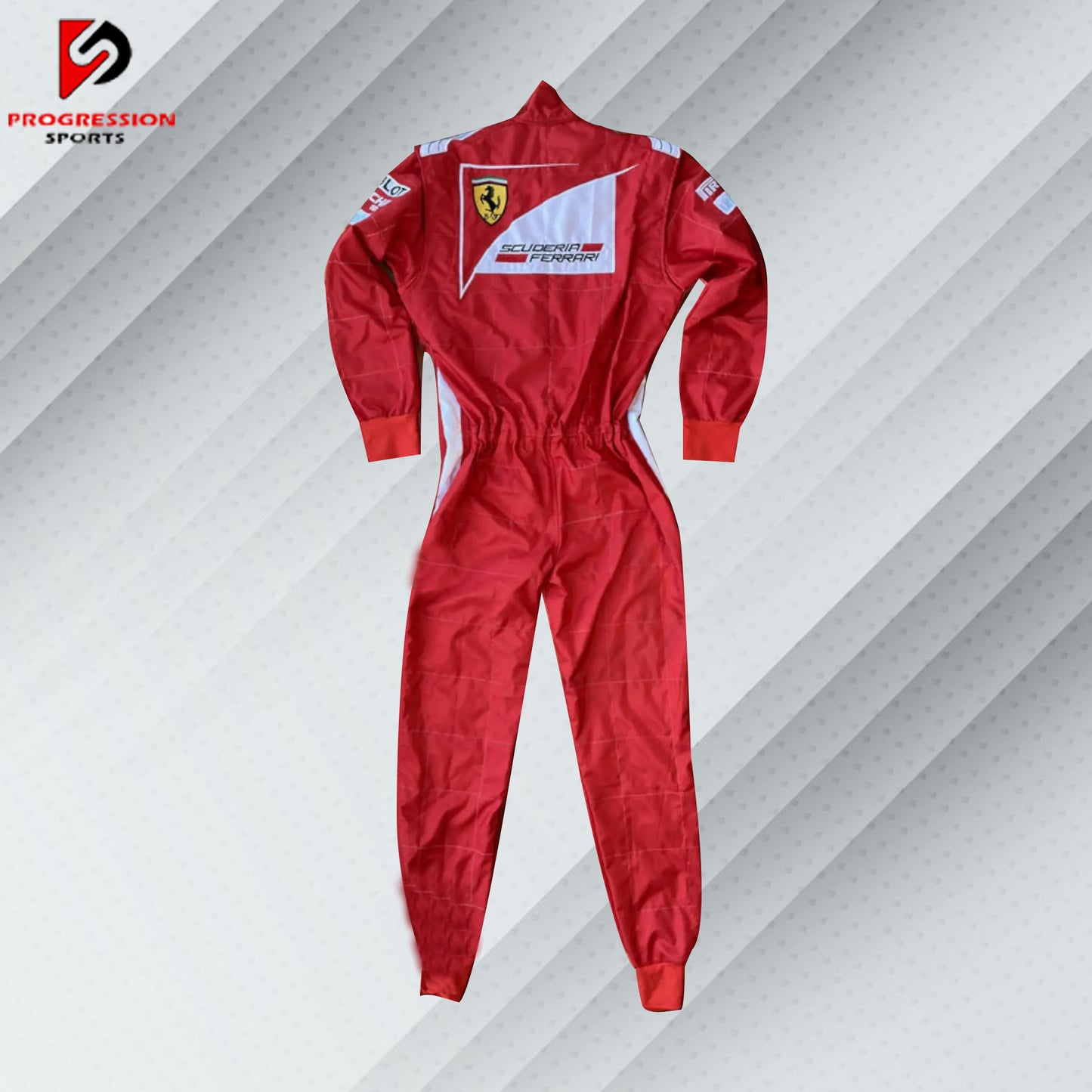 2014 Fernando Alonso Ferrari F1 race suit in red with Shell, Santander, and Ferrari logos