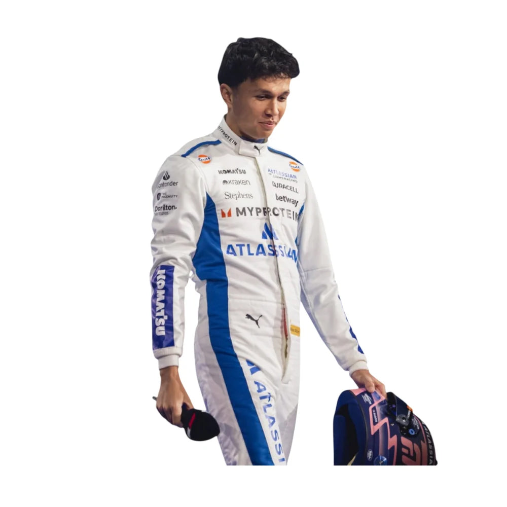 2025 Alexander Albon F1 Race Suit Replica by Progression Race Wear – premium Formula 1 replica suit inspired by Albon’s 2025 season.