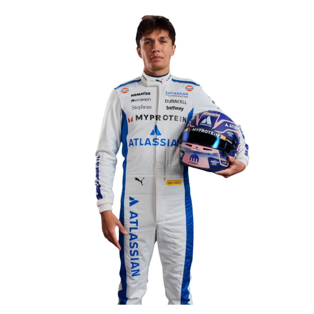 2025 Alexander Albon F1 Race Suit Replica by Progression Race Wear – premium Formula 1 replica suit inspired by Albon’s 2025 season.