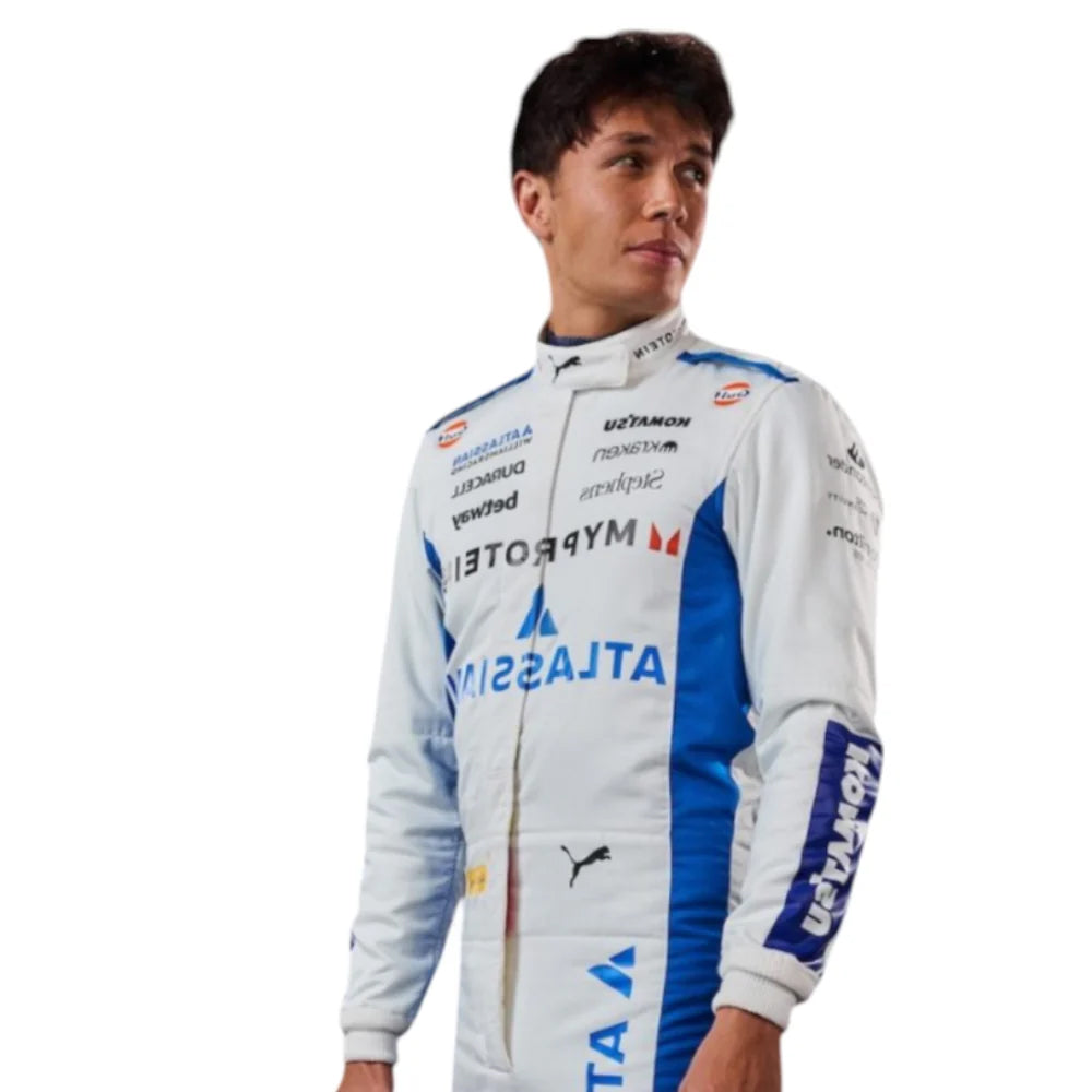 2025 Alexander Albon F1 Race Suit Replica by Progression Race Wear – premium Formula 1 replica suit inspired by Albon’s 2025 season.