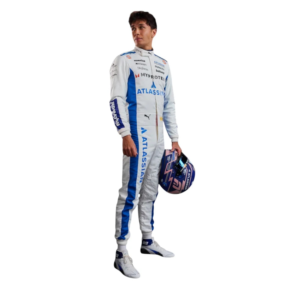 2025 Alexander Albon F1 Race Suit Replica by Progression Race Wear – premium Formula 1 replica suit inspired by Albon’s 2025 season.