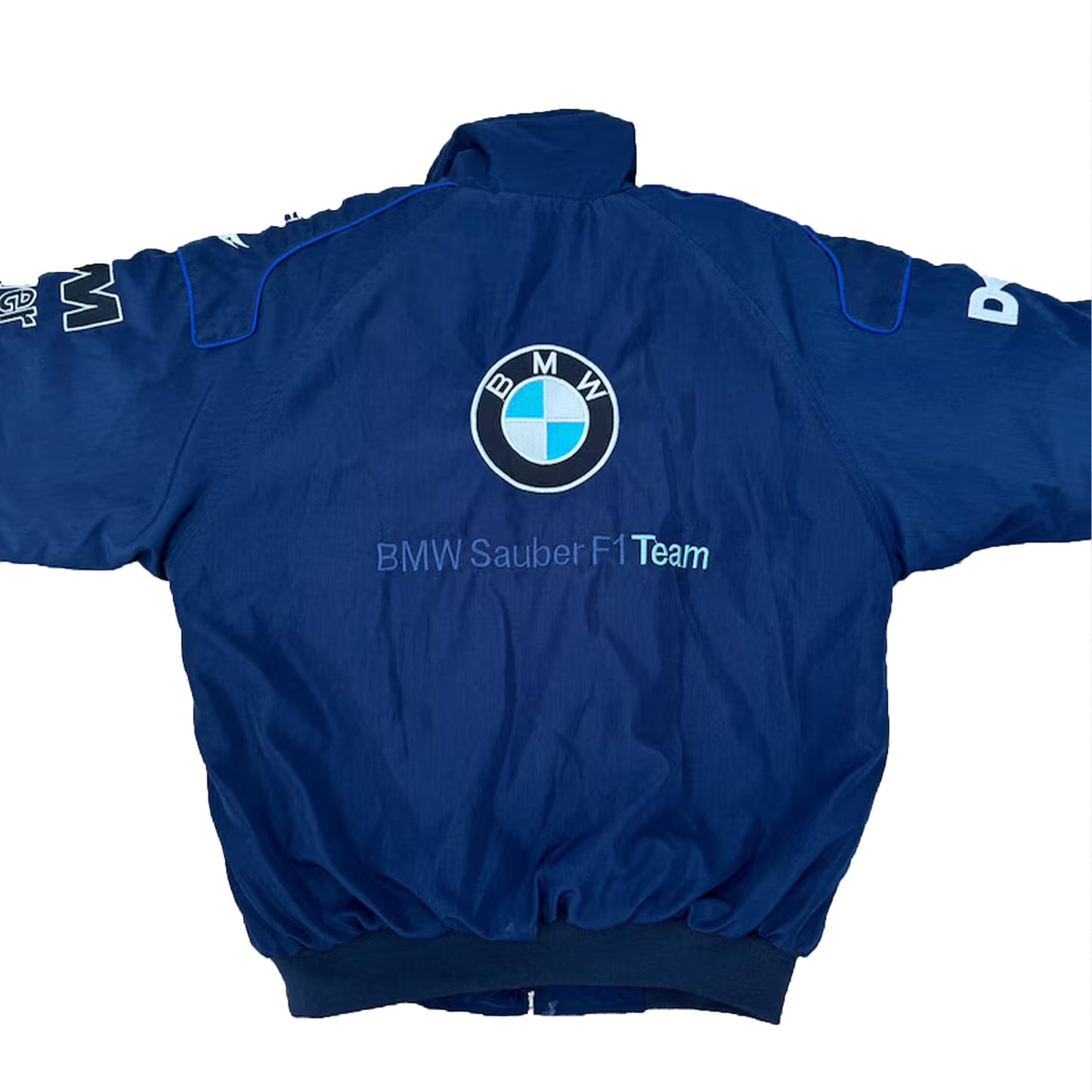 Vintage BMW Sauber F1 Jacket by Progression Race Wear – retro Formula 1 jacket with embroidered BMW Sauber team details.