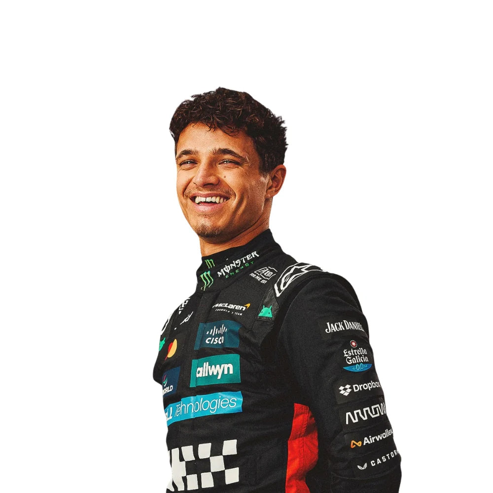 2025 Lando Norris F1 Race Suit Replica by Progression Race Wear – premium Formula 1 replica suit inspired by Norris’s 2025 McLaren season.