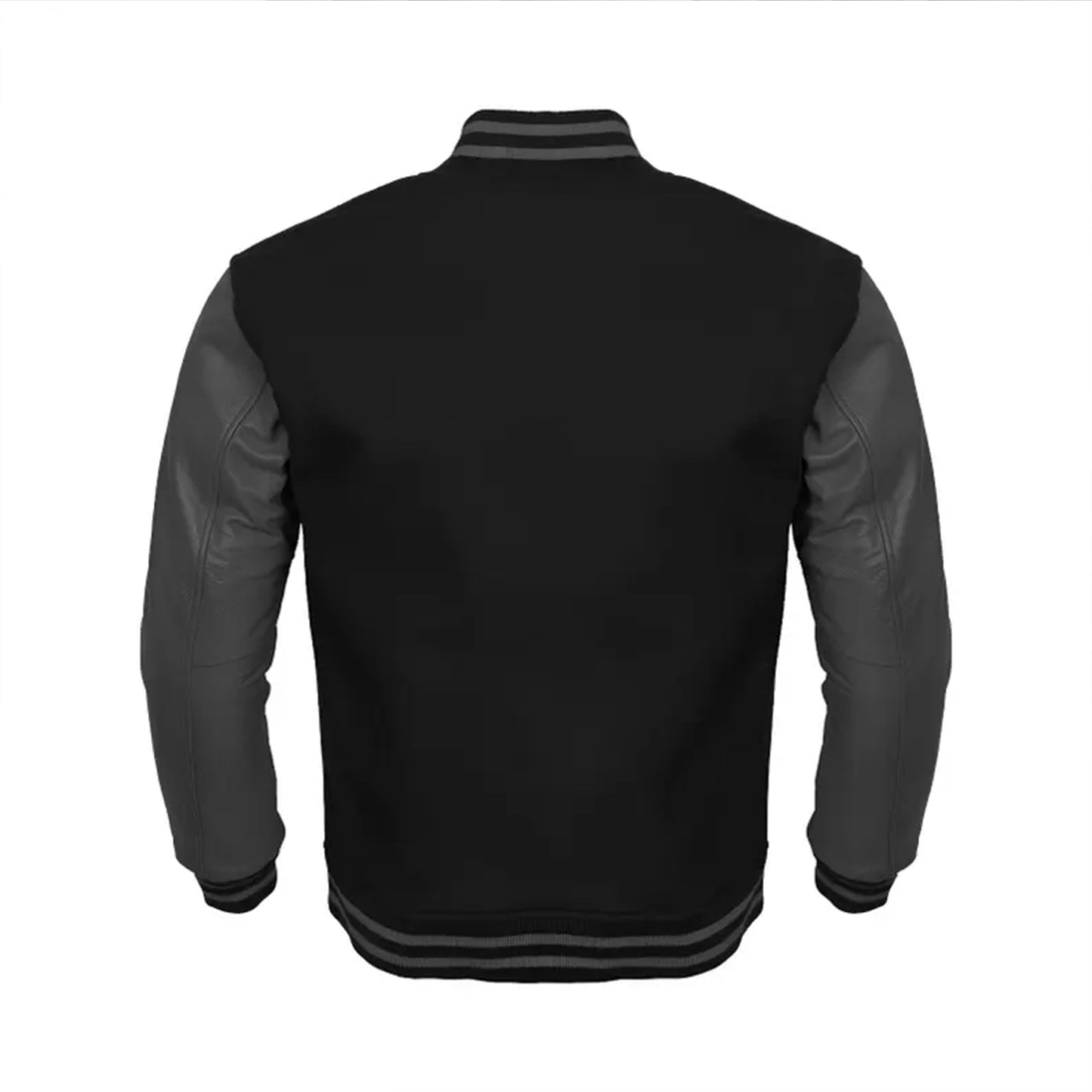 Mens Varsity Letterman Black Body Grey Sleeves Baseball Jacket Team Varsity Jacket
