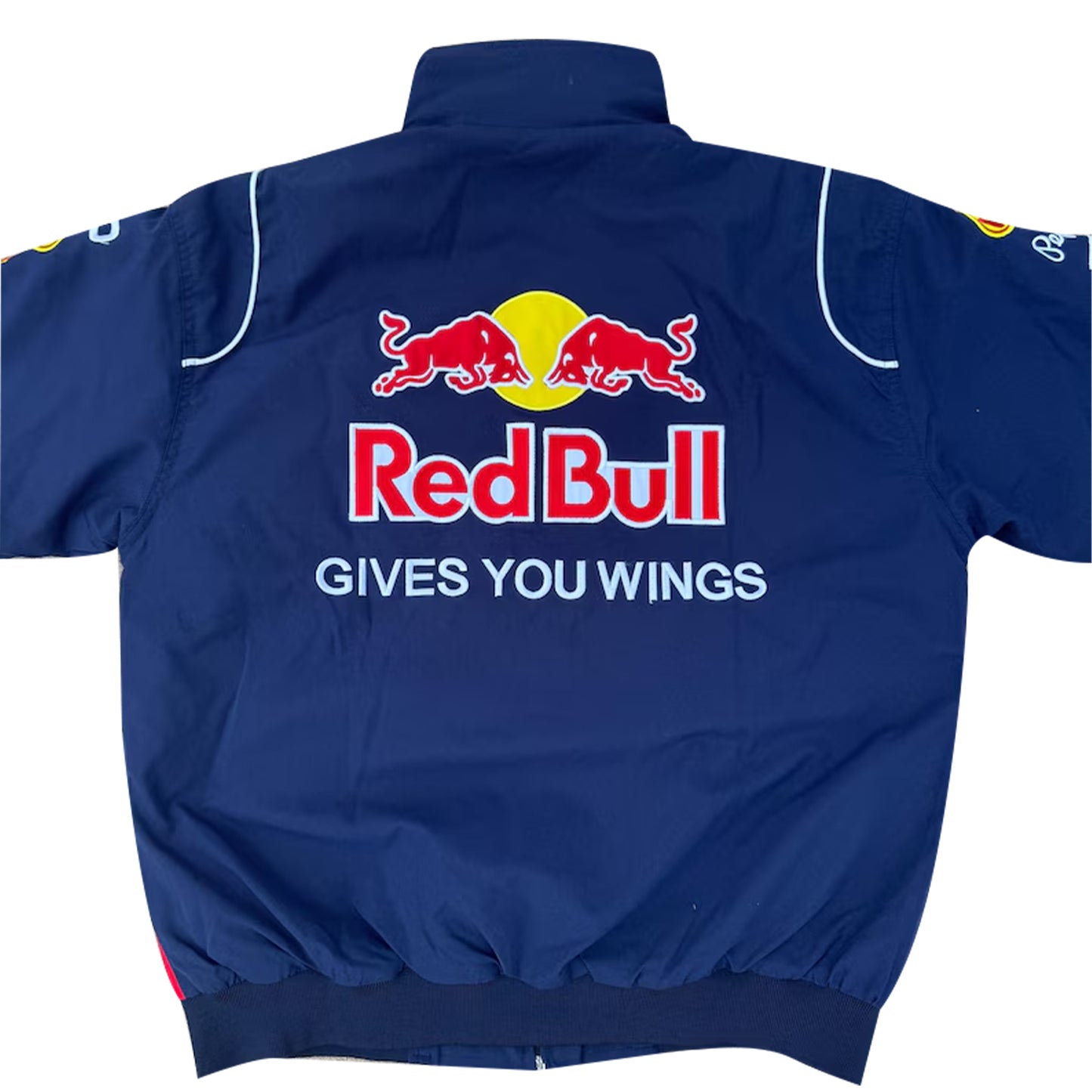 Vintage Red Bull F1 Infiniti Racing Jacket by Progression Race Wear – classic retro Formula 1 jacket with embroidered Red Bull Infiniti details.