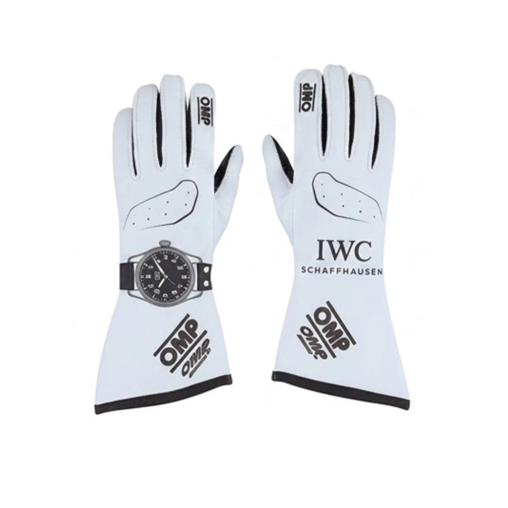 Brad Pitt APX GP F1 Race Suit Kit featuring white and black movie livery race suit, matching white gloves, and white low-profile driving shoes