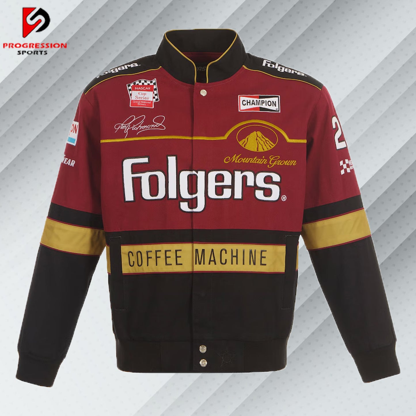 Men's JH Design Maroon/Black Tim Richmond Folgers Twill Uniform Full-Snap Jacket