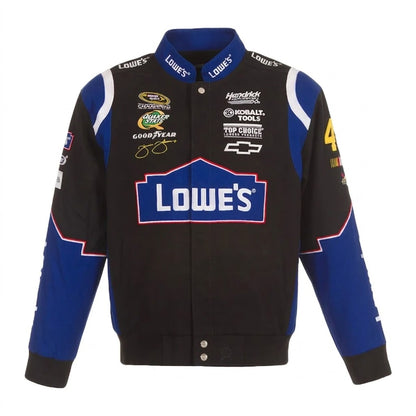 2024 Jimmie Johnson Lowe’s Schwarzer Twill Fahreruniform Full-Snap Jacke