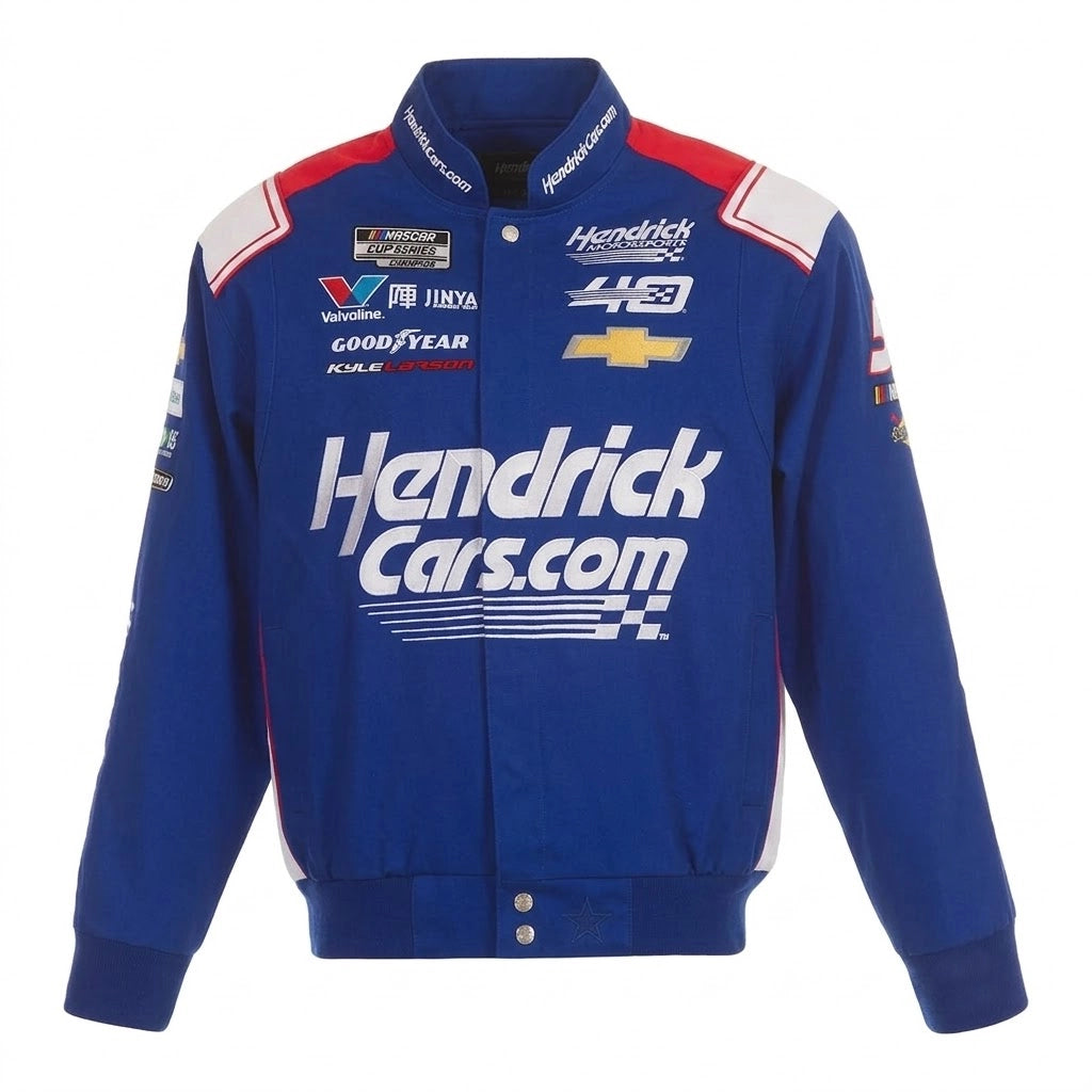 Kyle Larson Hendrick Jacke Autos Twill Driver Uniform Full-Snap Königsblau