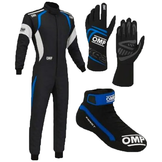 OMP Style Go Kart Racing Suit Kit Karting Suit, Gloves & Shoes