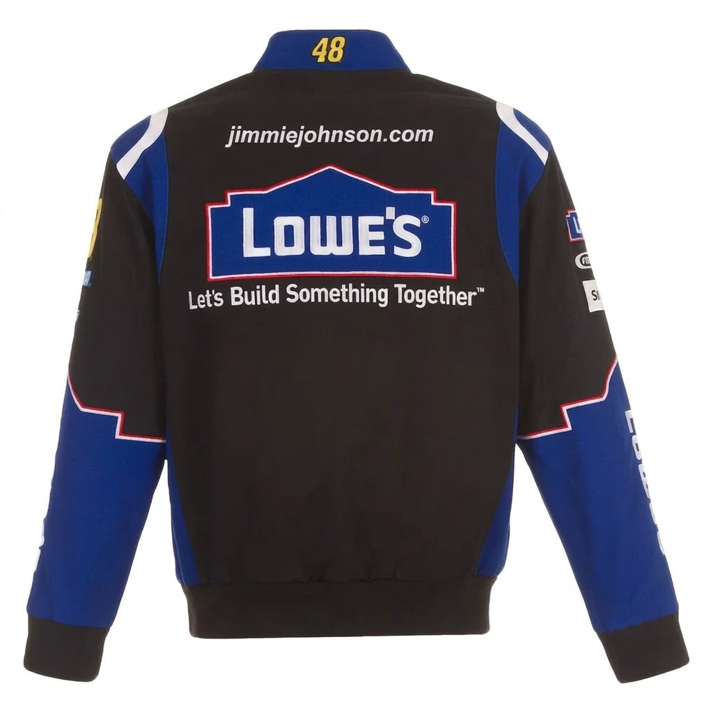 2024 Jimmie Johnson Lowe’s Schwarzer Twill Fahreruniform Full-Snap Jacke