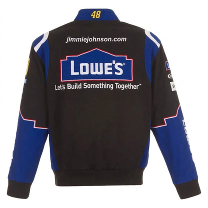 2024 Jimmie Johnson Lowe’s Schwarzer Twill Fahreruniform Full-Snap Jacke