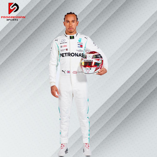 Own the 2019 Lewis Hamilton Mercedes Formula 1 race suit, a premium replica from his dominant World Championship-winning season. A perfect collectible for dedicated F1 fans.

