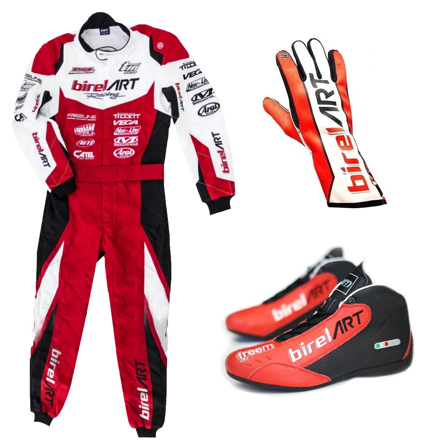 Race with confidence in the 2021 Birel ART Go-Kart Race Suit, Shoes & Gloves Replica