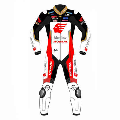2022 Honda Idemitsu LCR MotoGP leather racing suit front view white red black graphics