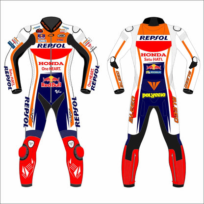 2022 Aleix Espargaro MotoGP leather racing suit back view white orange navy graphics