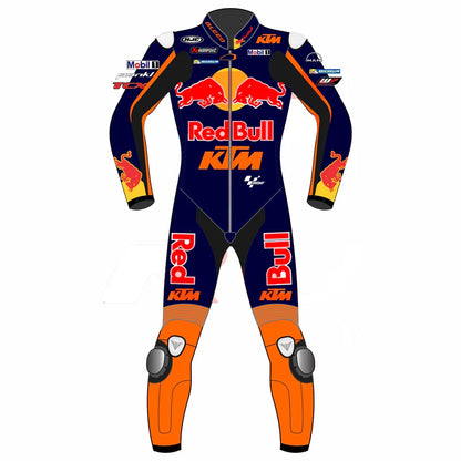 2023 Brad Binder MotoGP leather racing suit front view navy orange Red Bull KTM graphics