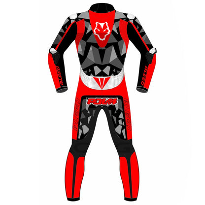 2023 Pol Espargaro MotoGP leather racing suit back view red grey geometric camo POL44 GASGAS KTM Winter Test graphics