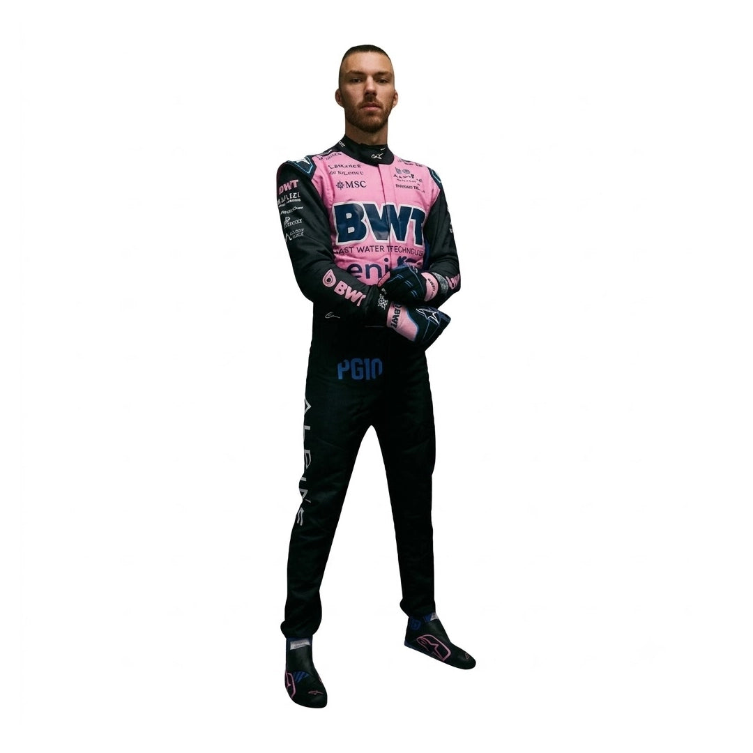 BWT Alpine style karting suit with Pierre Gasly PG10 driver detail