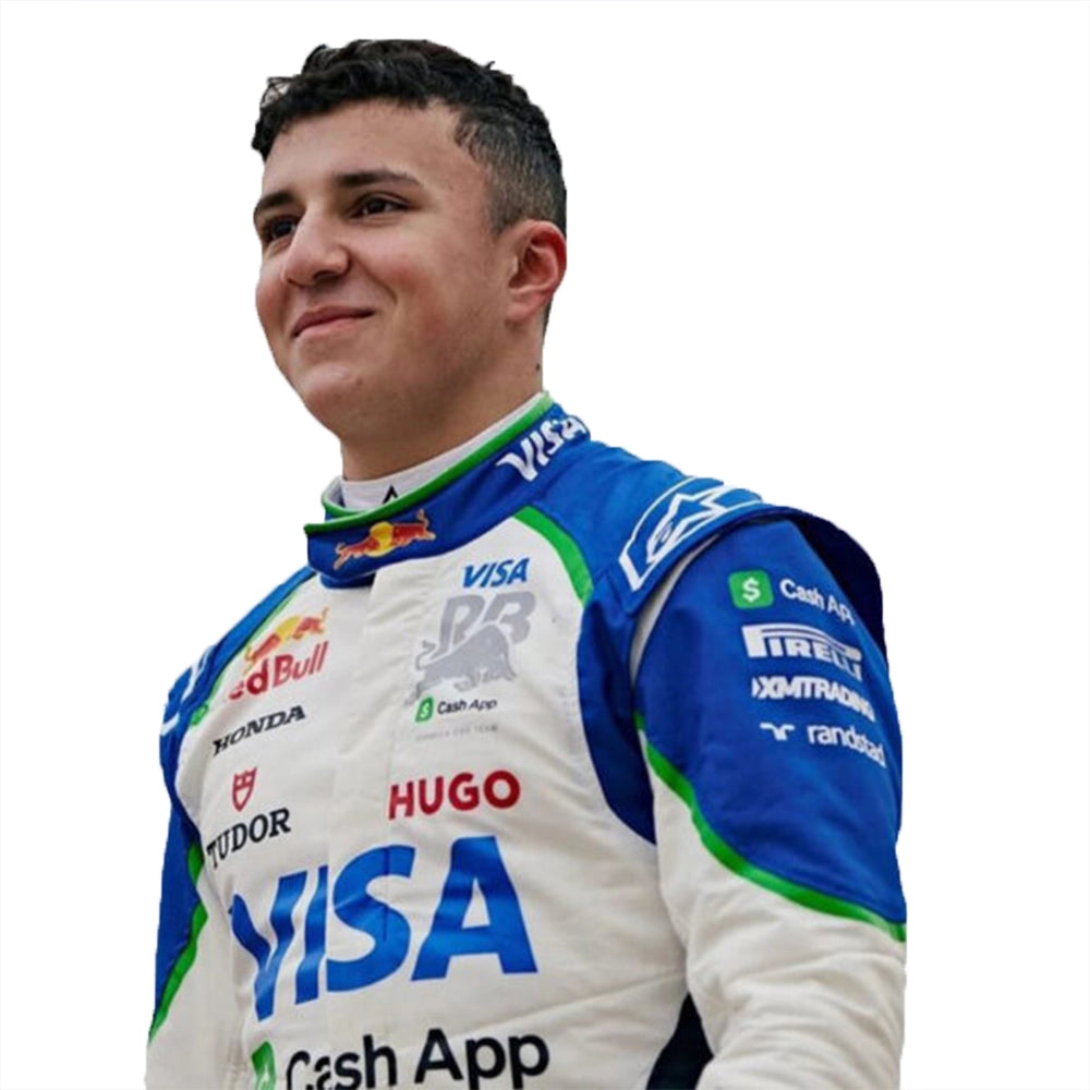 Visa Cash App RB team style karting suit with Isack Hadjar driver tribute detail