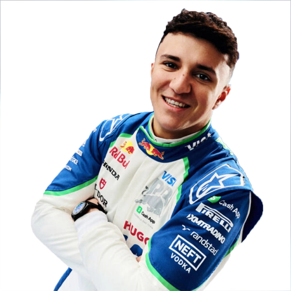 Visa Cash App RB team style karting suit with Isack Hadjar driver tribute detail
