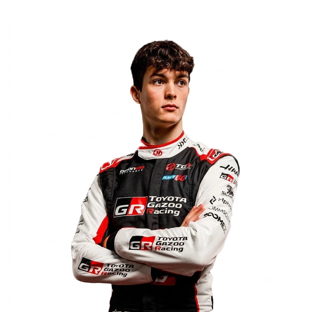 Haas F1 style karting suit with Ollie Bearman British driver number 87 thigh detail