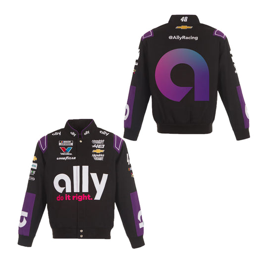 Men's JH Design Alex Bowman Black Ally Full-Snap Twill Uniform Jacket
