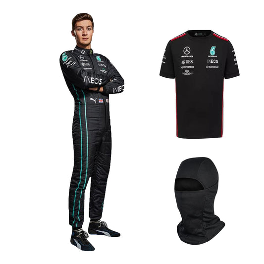 2022 George Russell Mercedes F1 Race Suit, Shirt and Balaclava