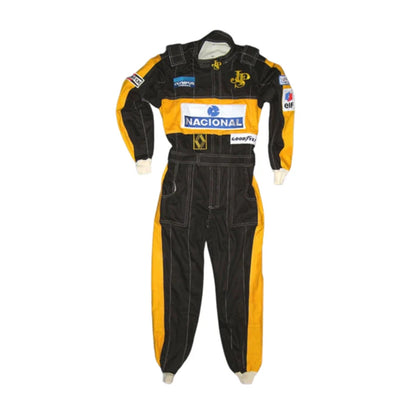 Celebrate the beginning of Ayrton Senna's legendary Formula 1 career with the Ayrton Senna 1985 F1 Racing Suit
