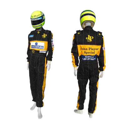 Celebrate the beginning of Ayrton Senna's legendary Formula 1 career with the Ayrton Senna 1985 F1 Racing Suit