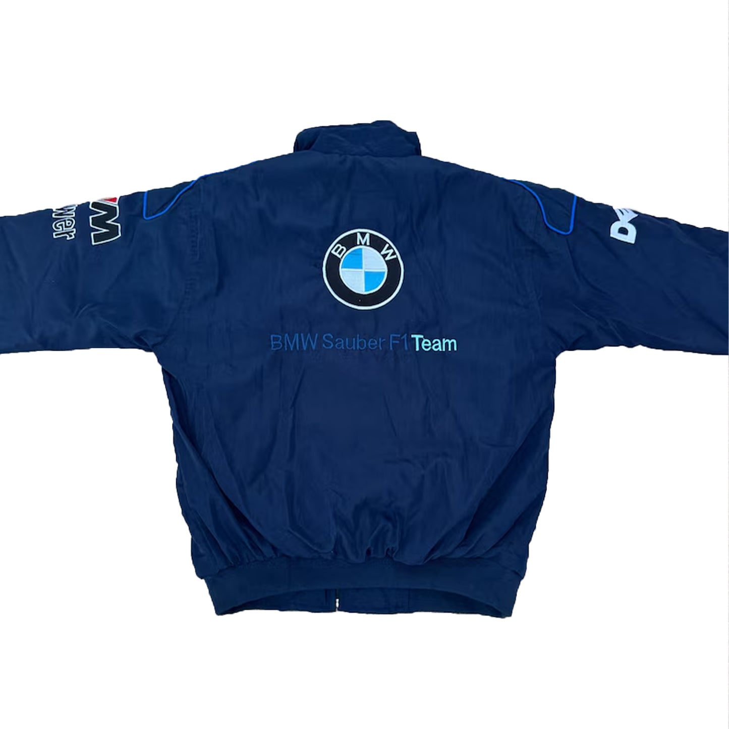Vintage BMW Sauber F1 Jacket by Progression Race Wear – retro Formula 1 jacket with embroidered BMW Sauber team details.