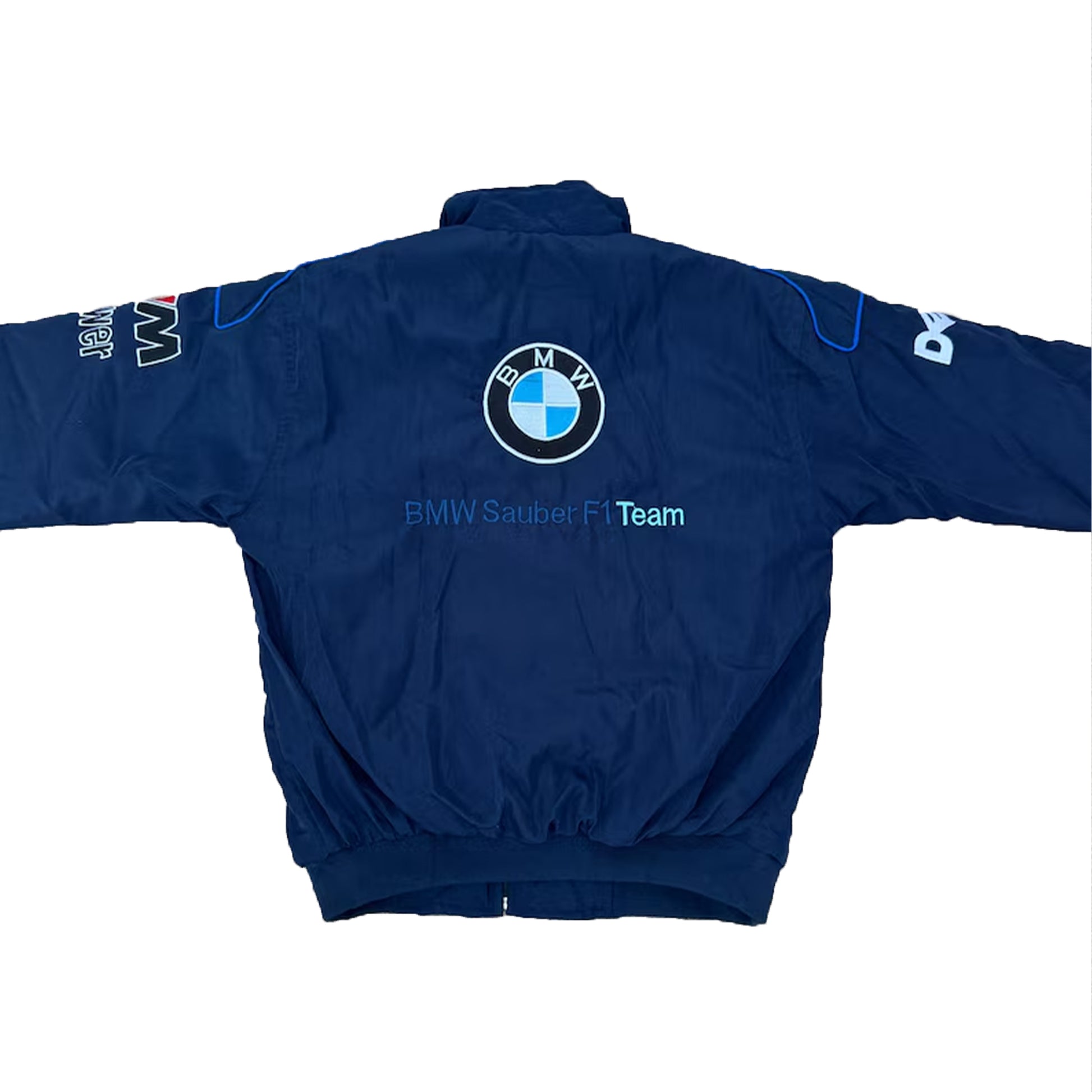 Vintage BMW Sauber F1 Jacket by Progression Race Wear – retro Formula 1 jacket with embroidered BMW Sauber team details.
