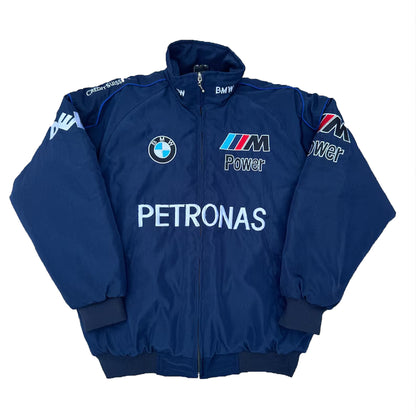 Vintage BMW Sauber F1 Jacket by Progression Race Wear – retro Formula 1 jacket with embroidered BMW Sauber team details.