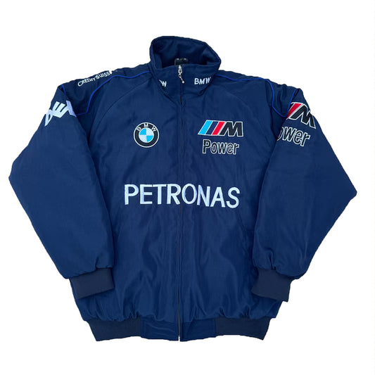 Vintage BMW Sauber F1 Jacket by Progression Race Wear – retro Formula 1 jacket with embroidered BMW Sauber team details.