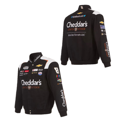 Nascar Kyle Busch JH Design Cheddar's Cotton Twill Uniform Full Snap Jacket-Black