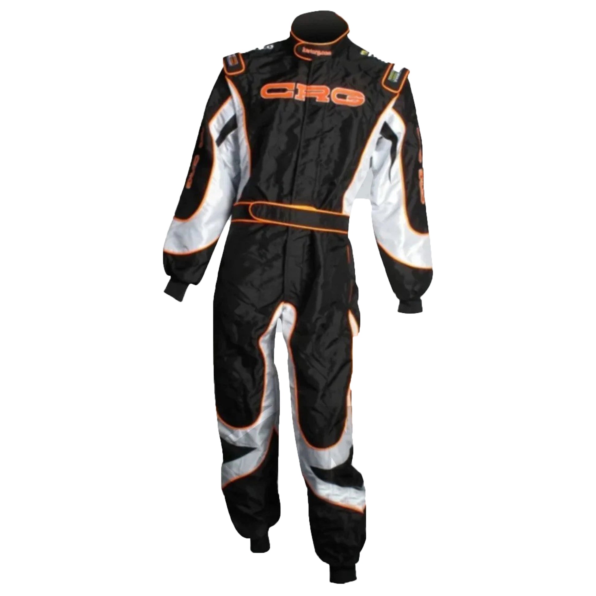 Black and orange racing suit with 'Ciro' branding on a white background