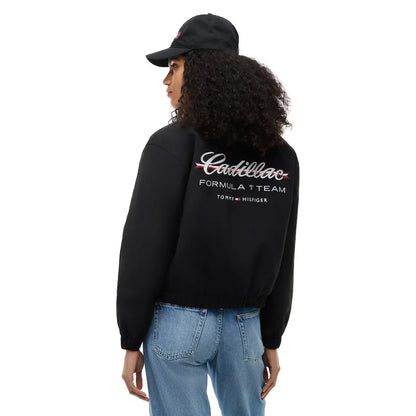 Cadillac Tommy Hilfiger Logo Cropped Jacket for women inspired by Cadillac Formula 1 teamwear and premium motorsport fashion