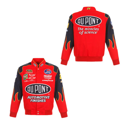 2024 JH Design Jeff Gordon NASCAR Dupont Navy-Red Uniform Full-Snap Jacket