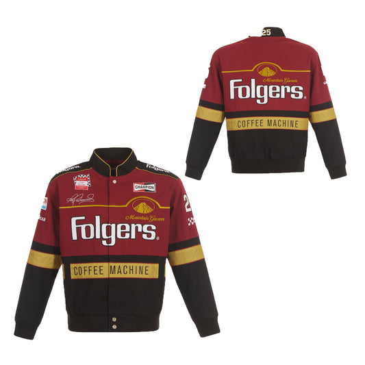 Men's JH Design Maroon/Black Tim Richmond Folgers Twill Uniform Full-Snap Jacket