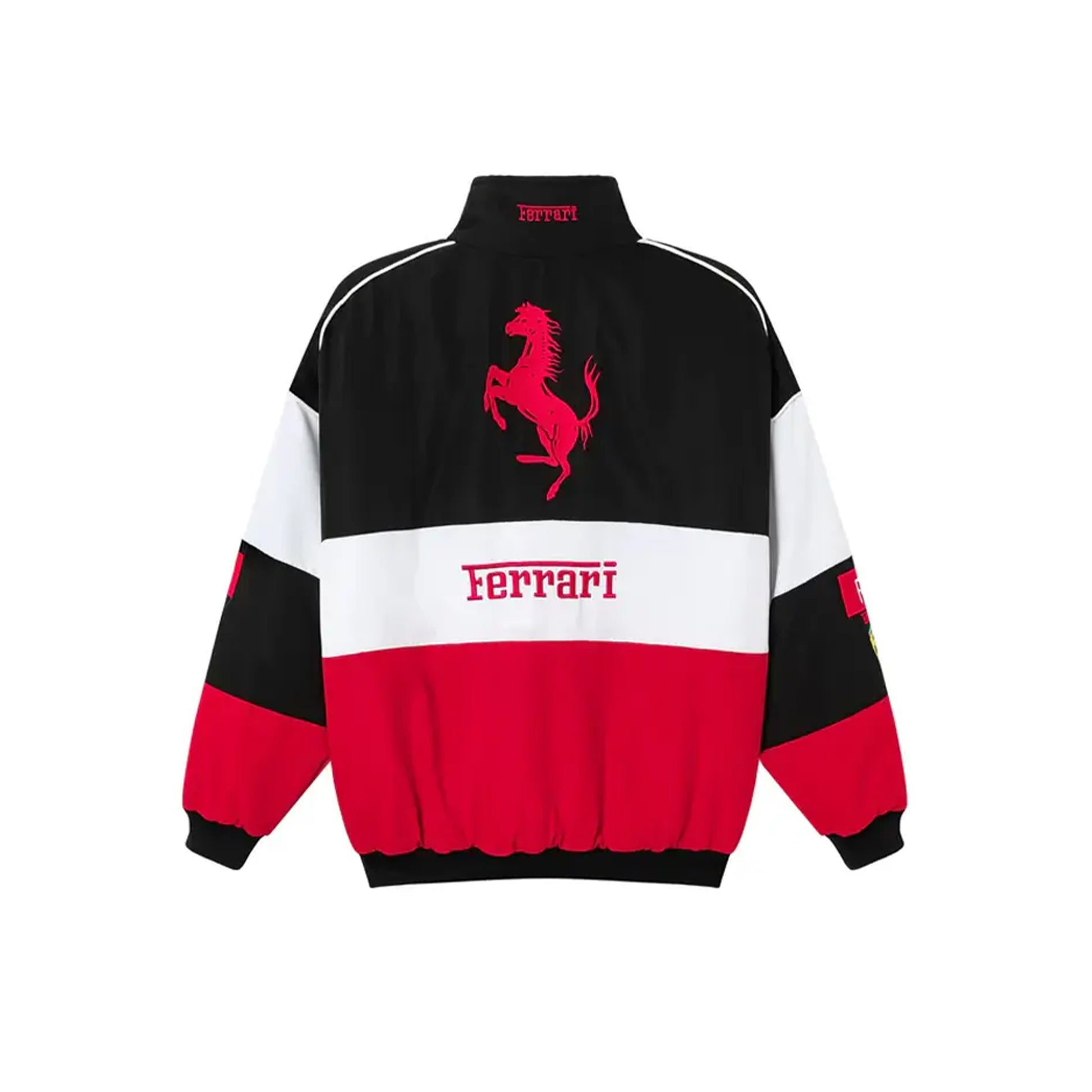 Ferrari Vintage Racing Jacket by Progression Race Wear – retro motorsport jacket with classic Ferrari embroidered details.