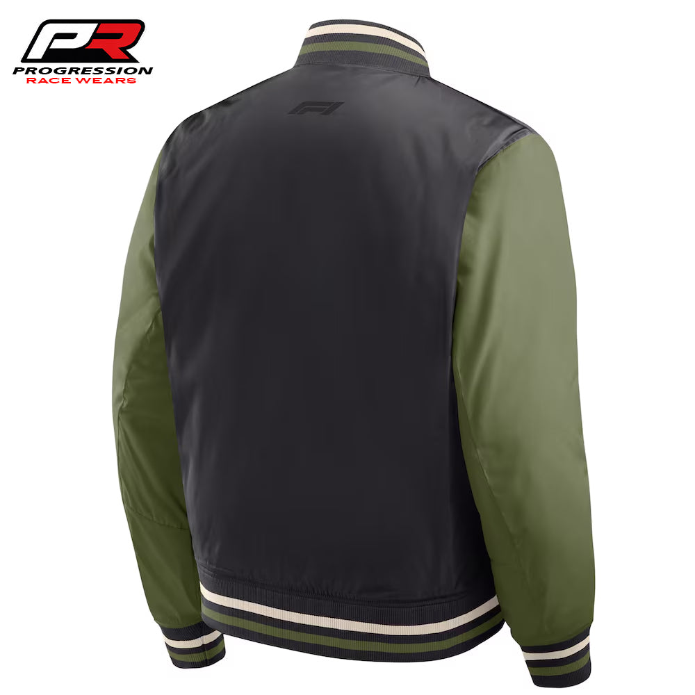 Green and black jacket with Progression Race Wear logo on a white background