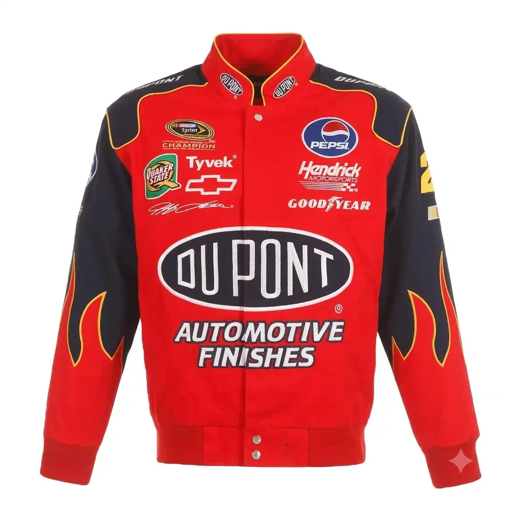 Jeff Gordon NASCAR DuPont Marineblau-Rote Uniform Full-Snap Jacke