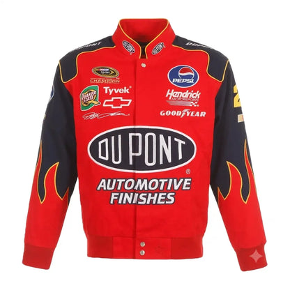 Jeff Gordon NASCAR DuPont Marineblau-Rote Uniform Full-Snap Jacke