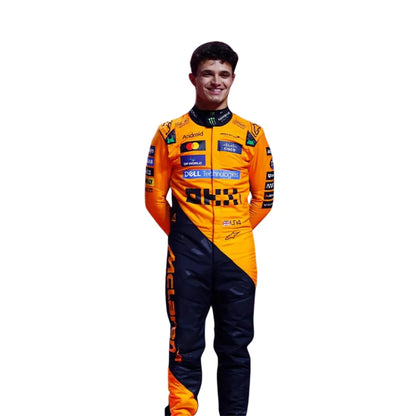 2025 Lando Norris F1 Race Suit Replica by Progression Race Wear – premium Formula 1 replica suit inspired by Norris’s 2025 McLaren season.