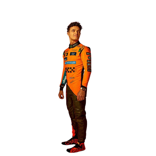 2025 Lando Norris F1 Race Suit Replica by Progression Race Wear – premium Formula 1 replica suit inspired by Norris’s 2025 McLaren season.