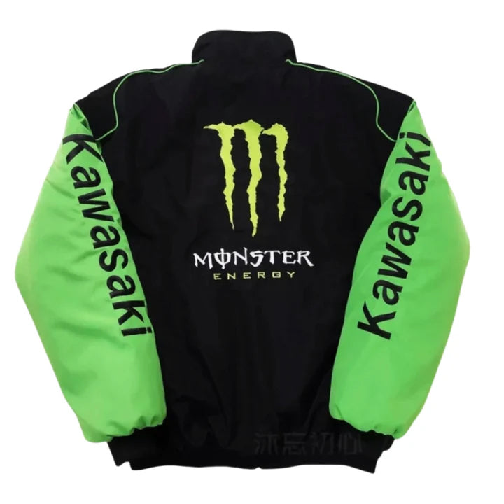 Monster Energy Kawasaki Racing Jacket by Progression Race Wear – motorsport-inspired jacket with premium embroidered details.