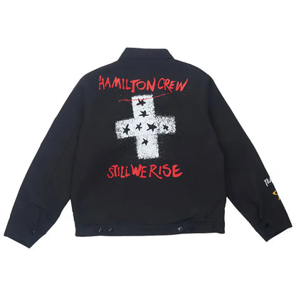 Premium +44 quilted jacket inspired by Lewis Hamilton's modern streetwear and motorsport lifestyle collection.