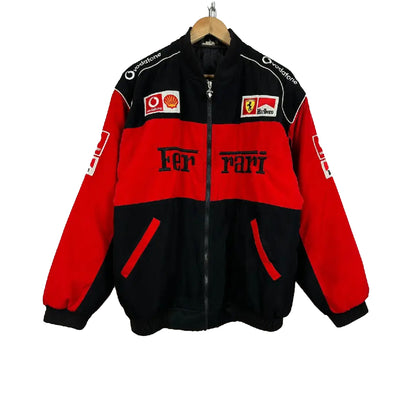Vintage Ferrari 1996 Marlboro Michael Schumacher Racing Jacket by Progression Race Wear – classic F1 retro style for Ferrari and Schumacher fans.