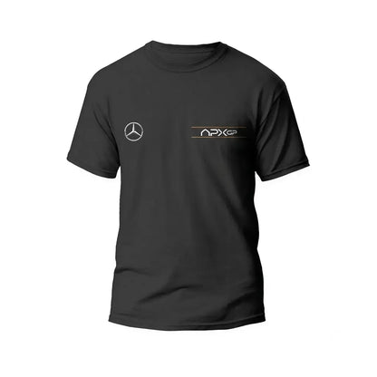 Damson Idris APX GP F1 Racing Suit Kit featuring white and black movie livery race suit, black APX GP team t-shirt, and black balaclava