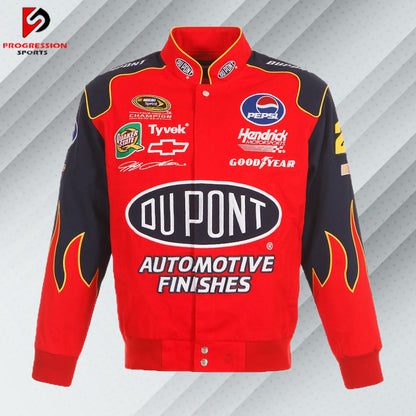 2024 JH Design Jeff Gordon NASCAR Dupont Navy-Red Uniform Full-Snap Jacket